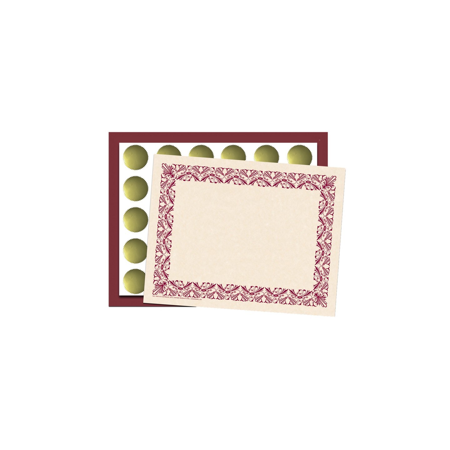 Hayes Publishing Art Deco Set - Maroon Border Paper, Plain Folders, Gold Seals