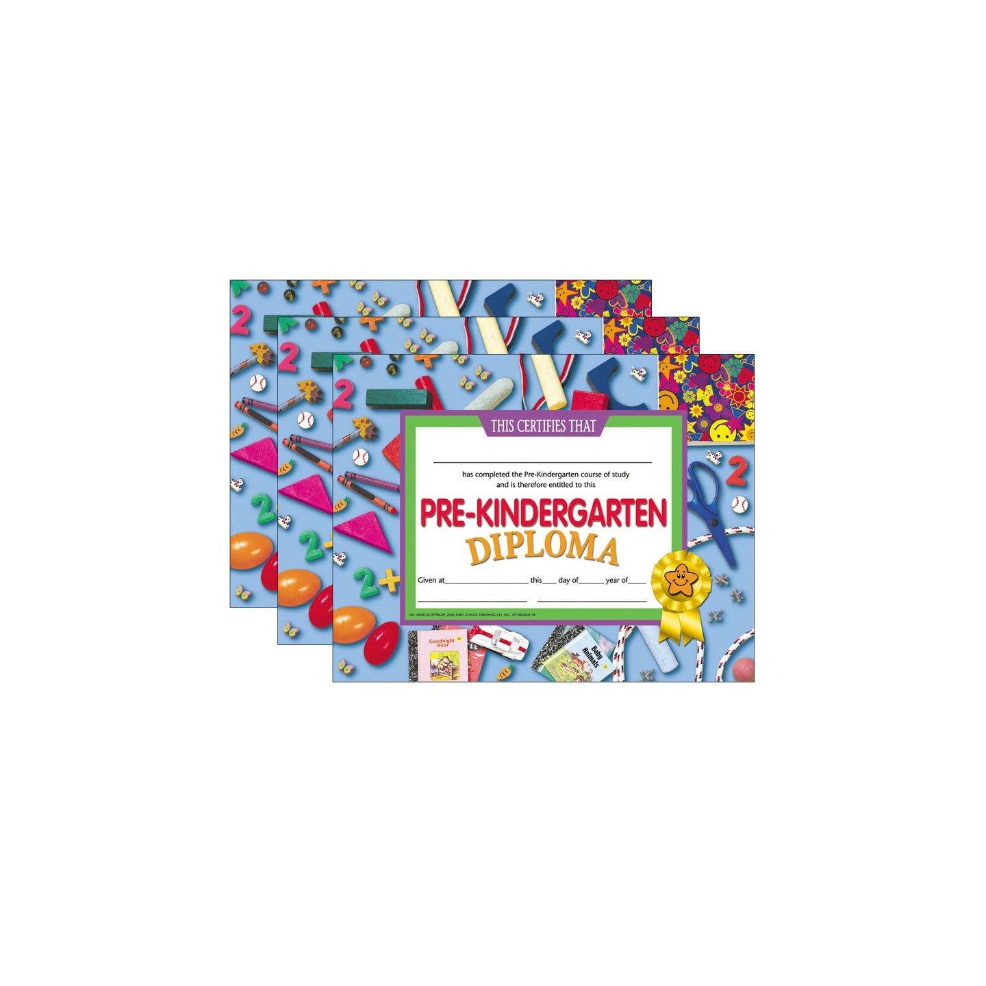 Hayes Publishing Pre-Kindergarten Diploma, 8.5" x 11", 30 Per Pack, 3 Packs
