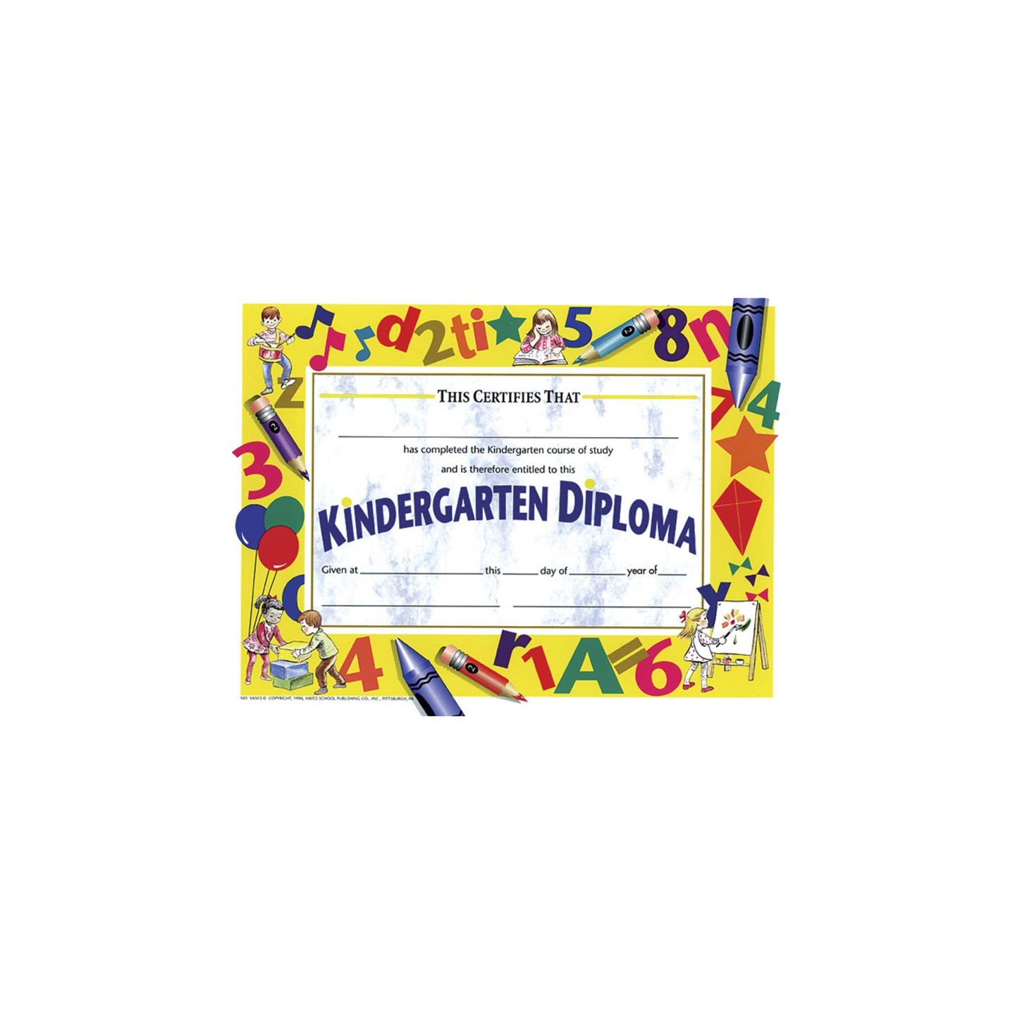 Hayes Publishing Kindergarten Diploma, 8.5" x 11", Pack of 30