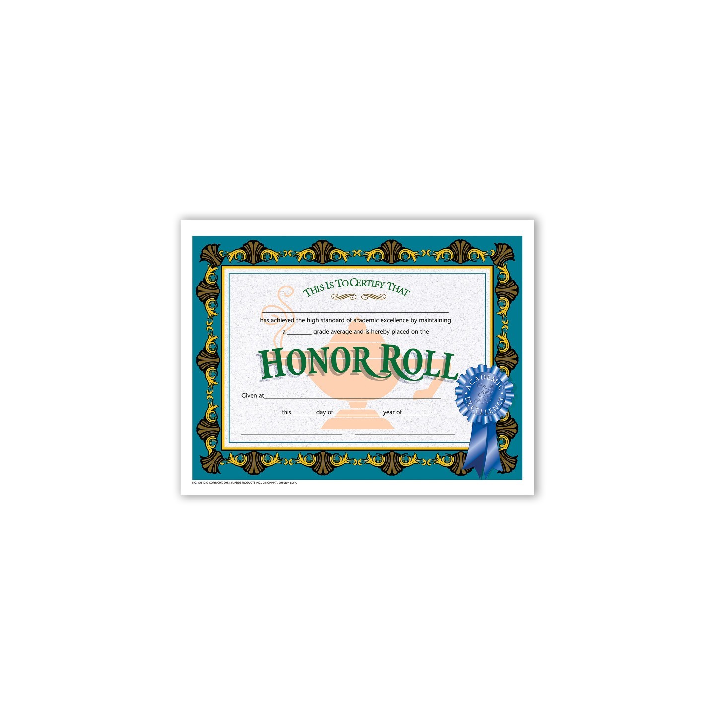 Hayes Publishing Honor Roll Certificate, 8.5" x 11", Pack of 30
