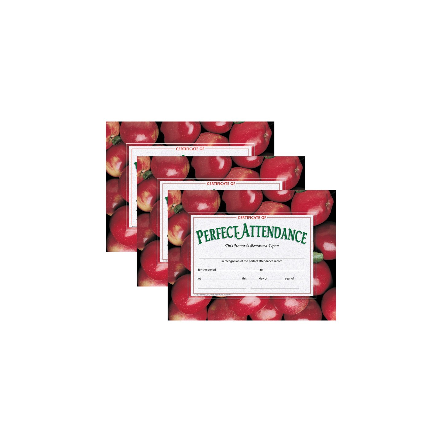 Hayes Publishing Certificate of Perfect Attendance, 30 Per Pack, 3 Packs