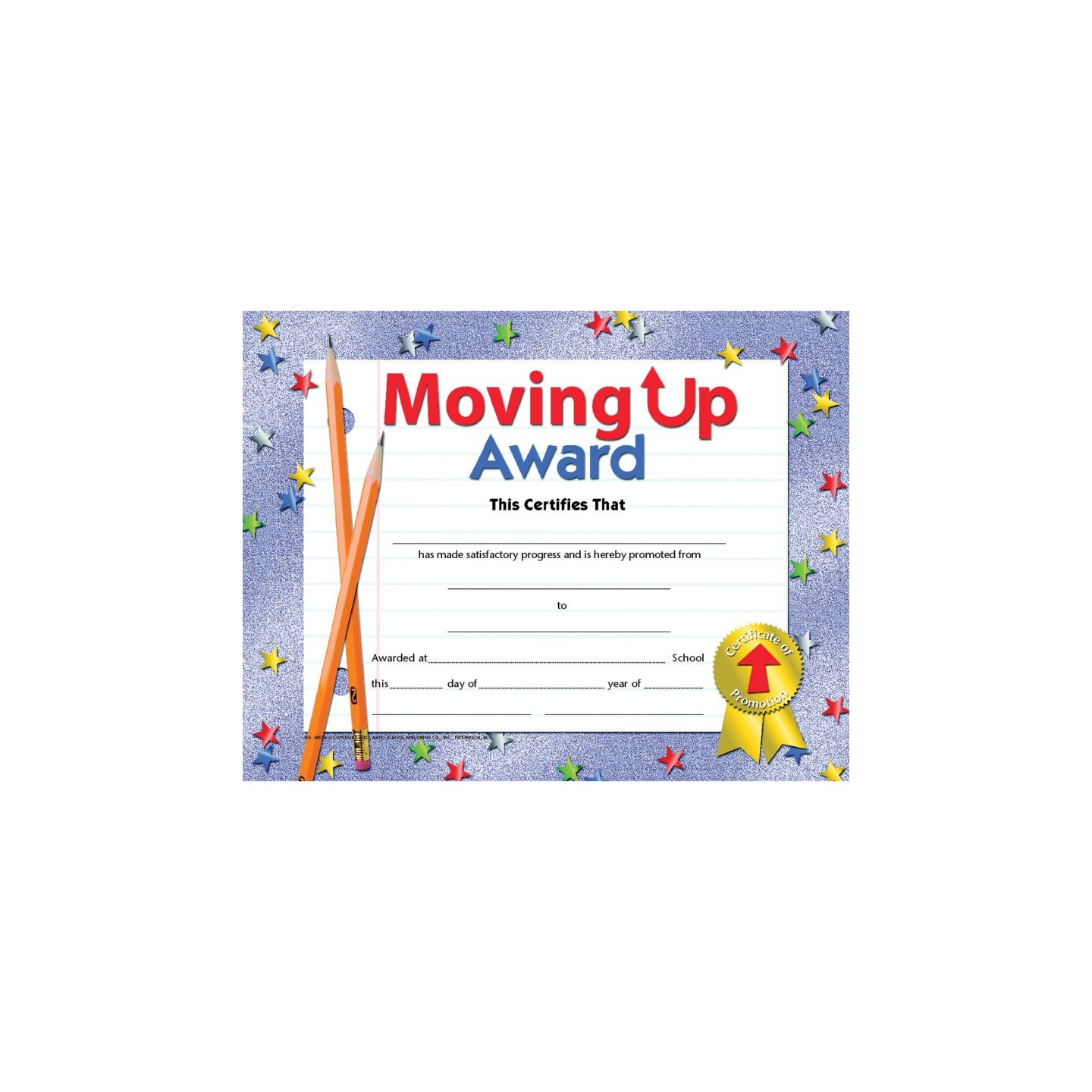 Hayes Publishing Moving Up Award Certificate, 8.5" x 11", Pack of 30