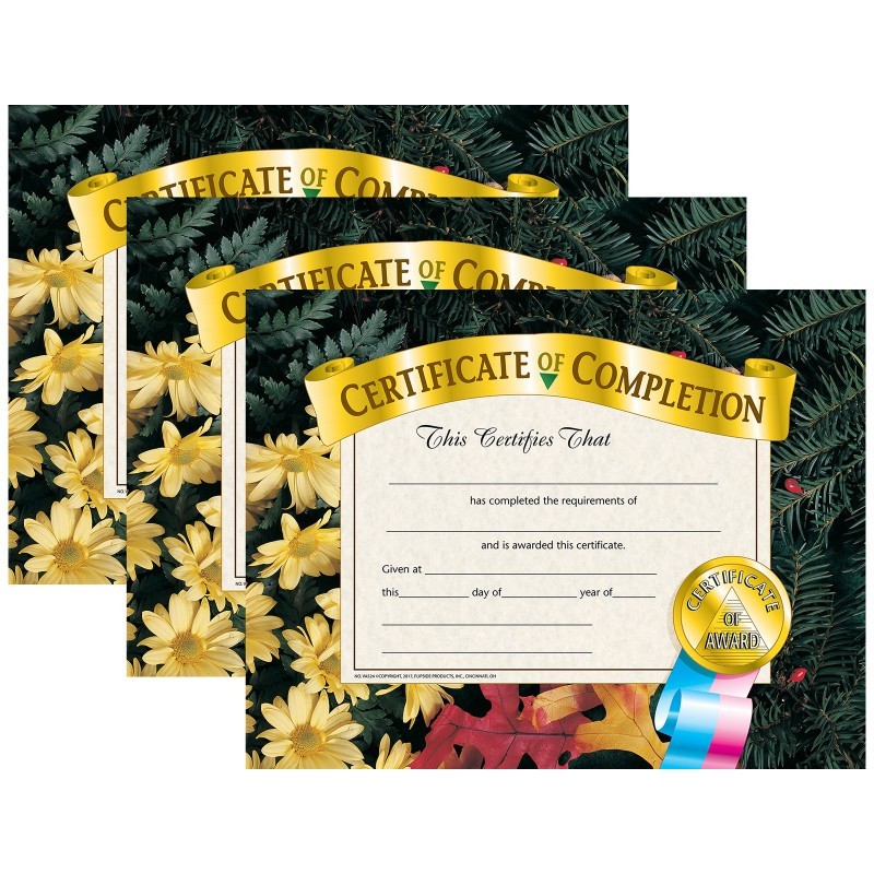 Hayes Publishing Certificate of Completion, 8.5" x 11", 30 Per Pack, 3 Packs