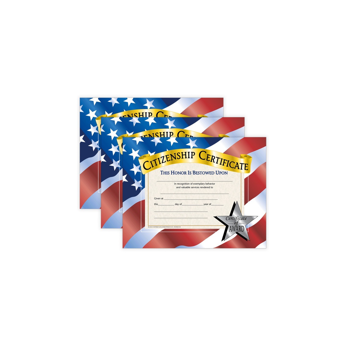 Hayes Publishing Citizenship Certificate, 30 Per Pack, 3 Packs