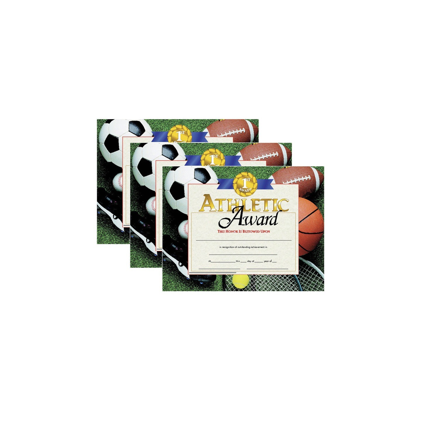 Hayes Publishing Athletic Award Certificates, 30 Per Pack, 3 Packs