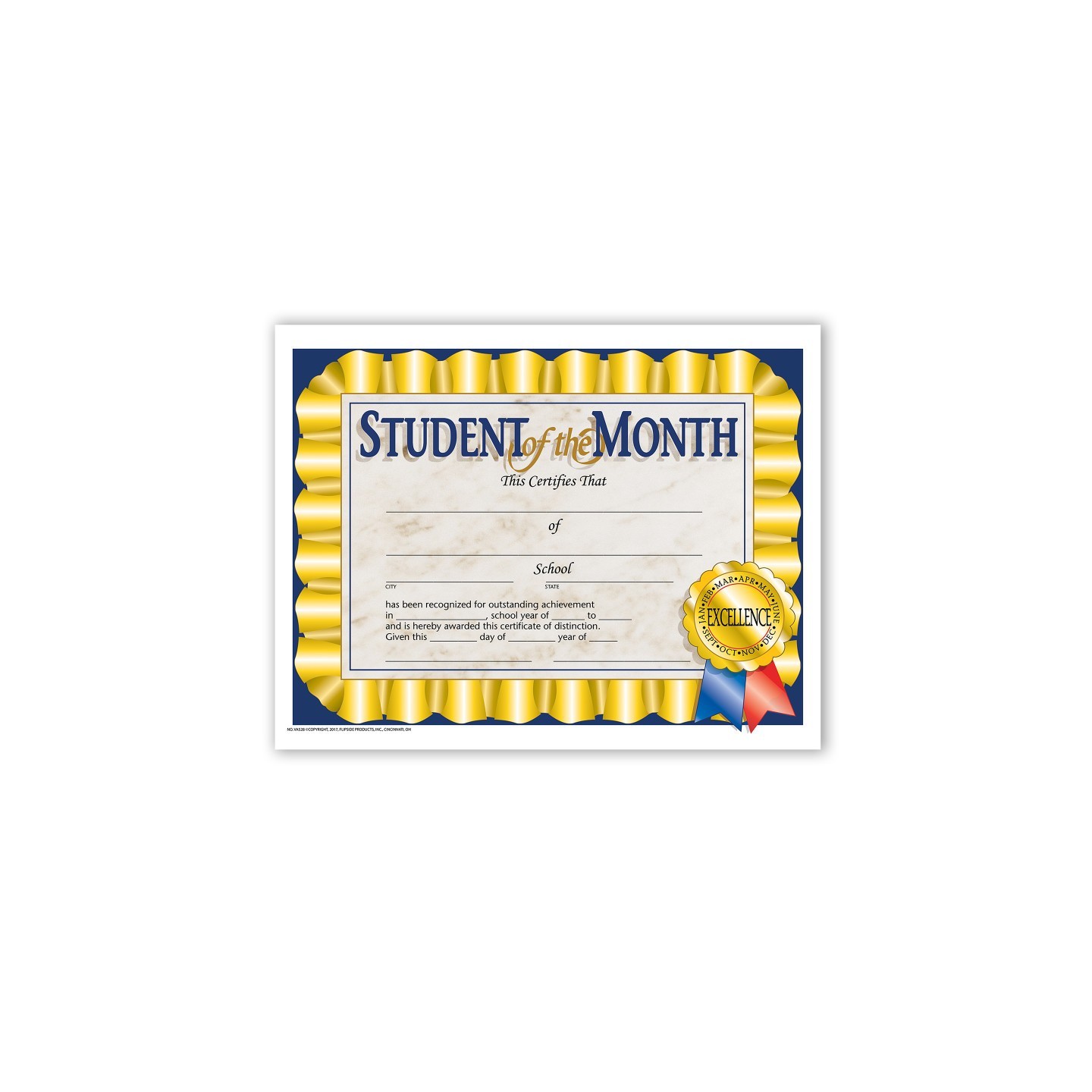 Hayes Publishing Student of the Month Certificate, 8.5" x 11", Pack of 30