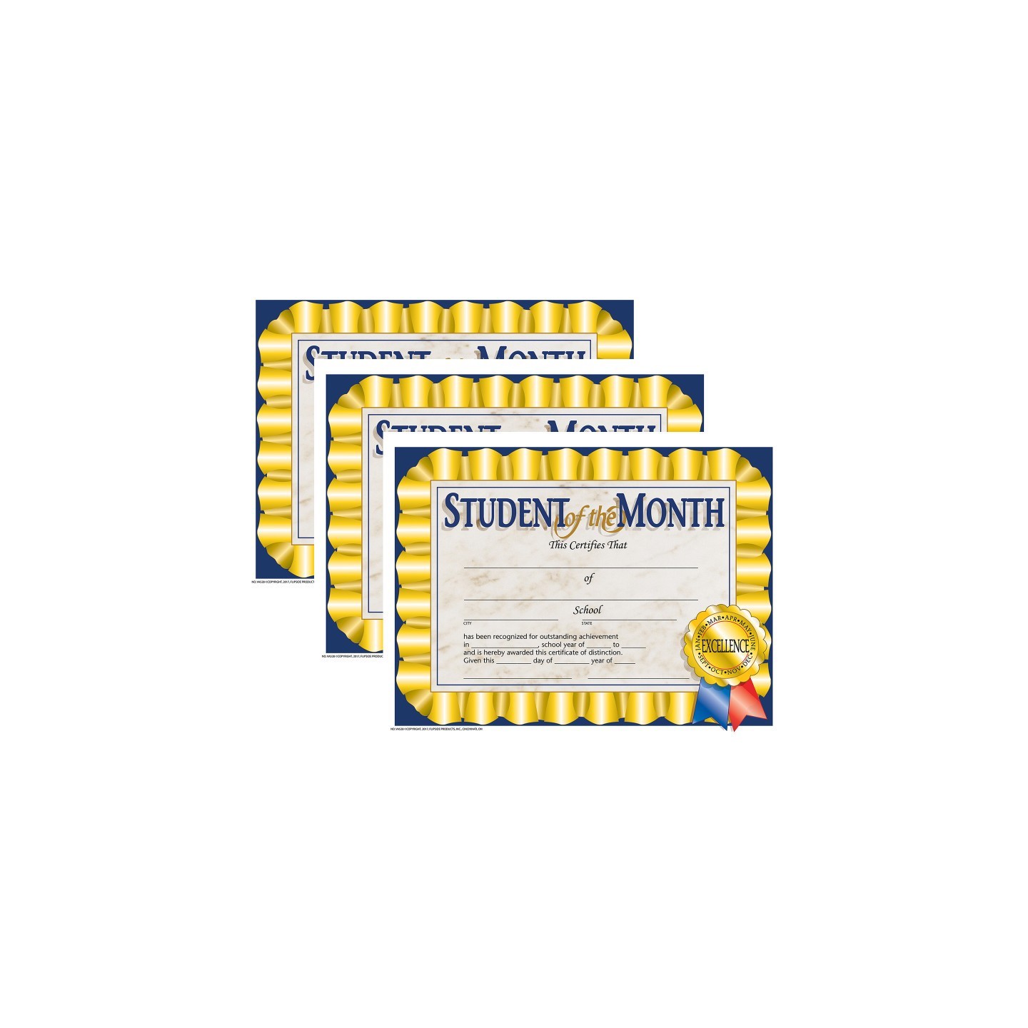 Hayes Publishing Student of the Month Certificate, 8.5" x 11", 30 Per Pack, 3 Packs