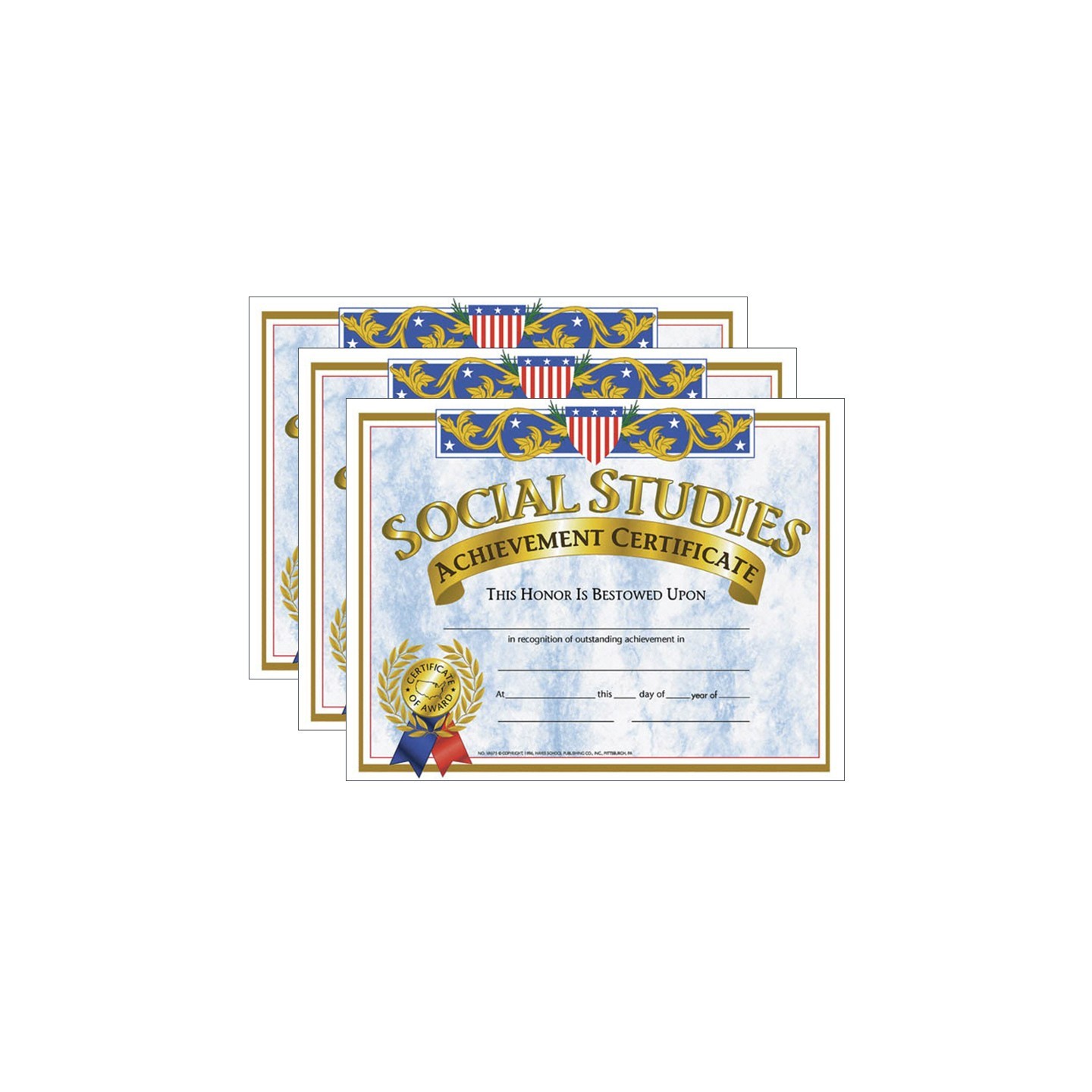 Hayes Publishing Social Studies Achievement Certificate, 30 Per Pack, 3 Packs