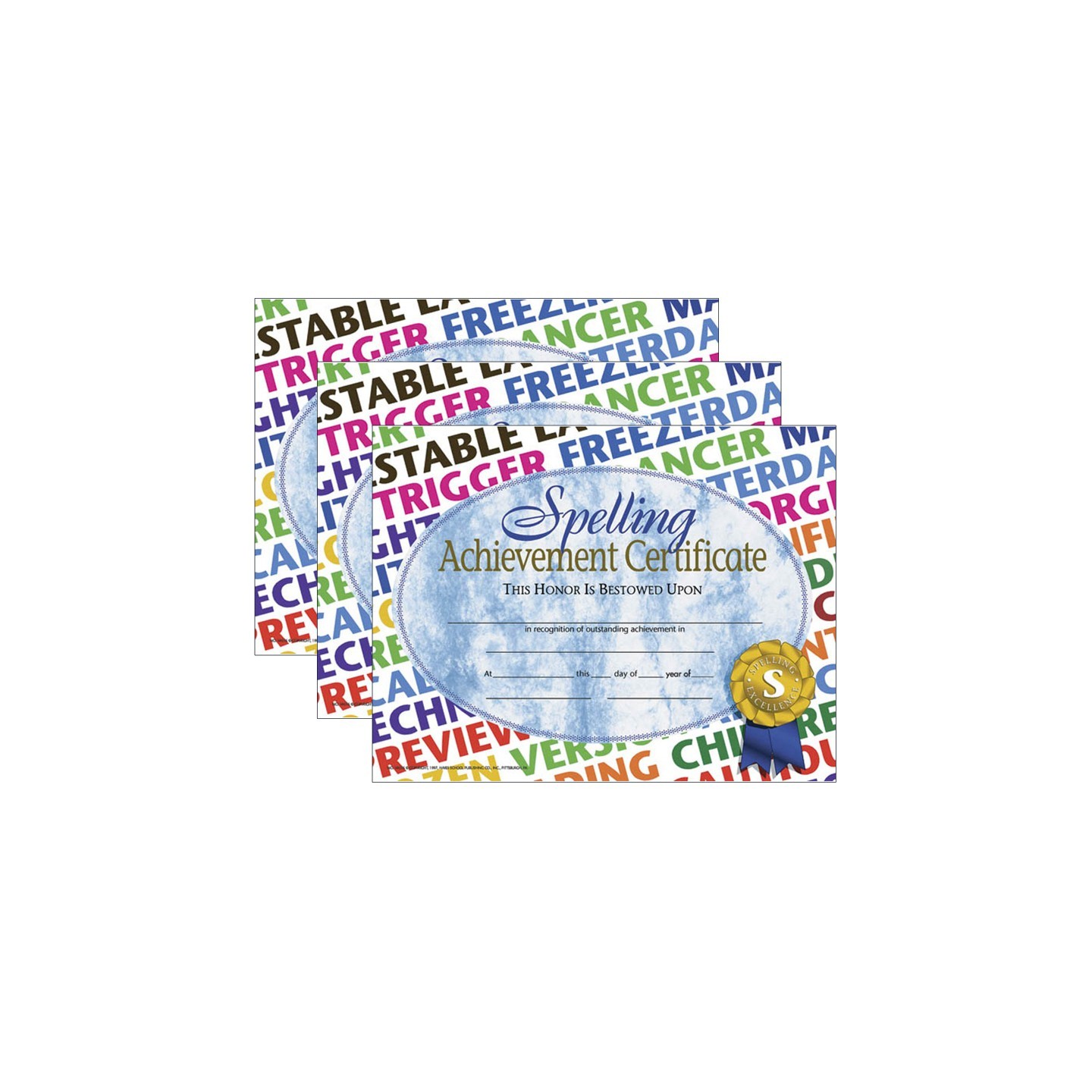 Hayes Publishing Spelling Achievement Certificate, 30 Per Pack, 3 Packs