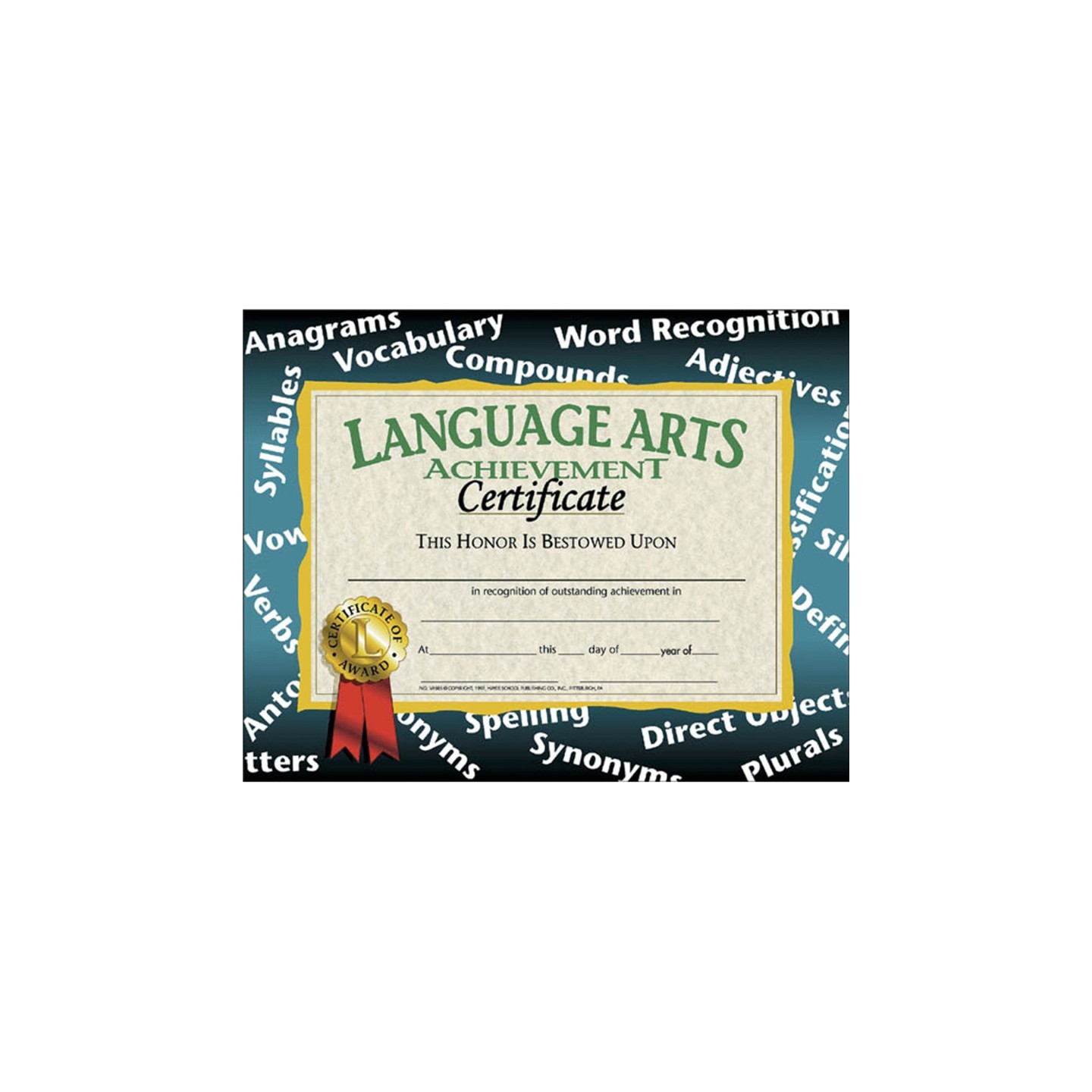 Hayes Publishing Language Arts Achievement Certificate, 8.5" x 11", Pack of 30