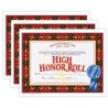 Hayes Publishing High Honor Roll Certificate, 30 Per Pack, 3 Packs