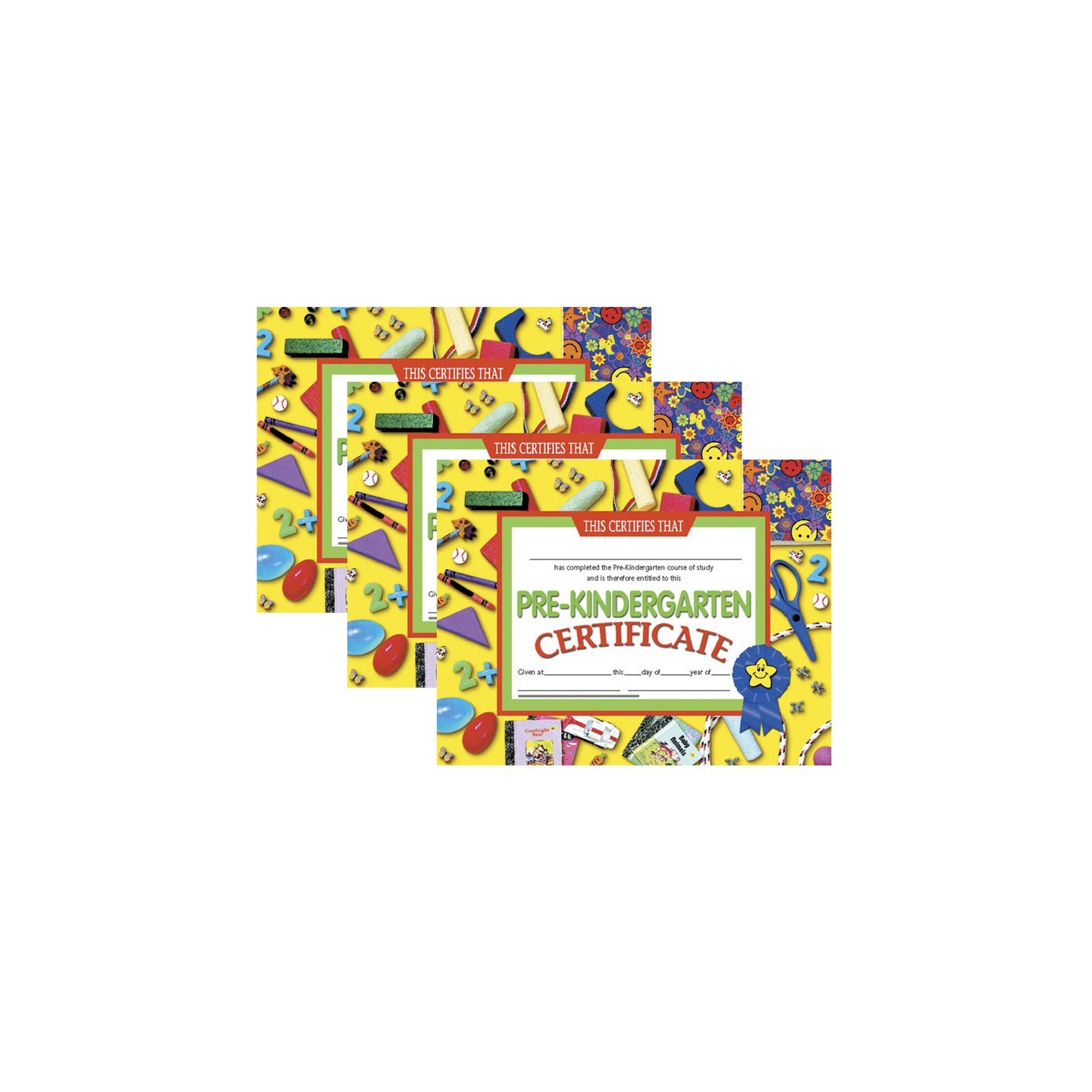 Hayes Publishing Pre-Kindergarten Certificate, 8.5" x 11", 30 Per Pack, 3 Packs