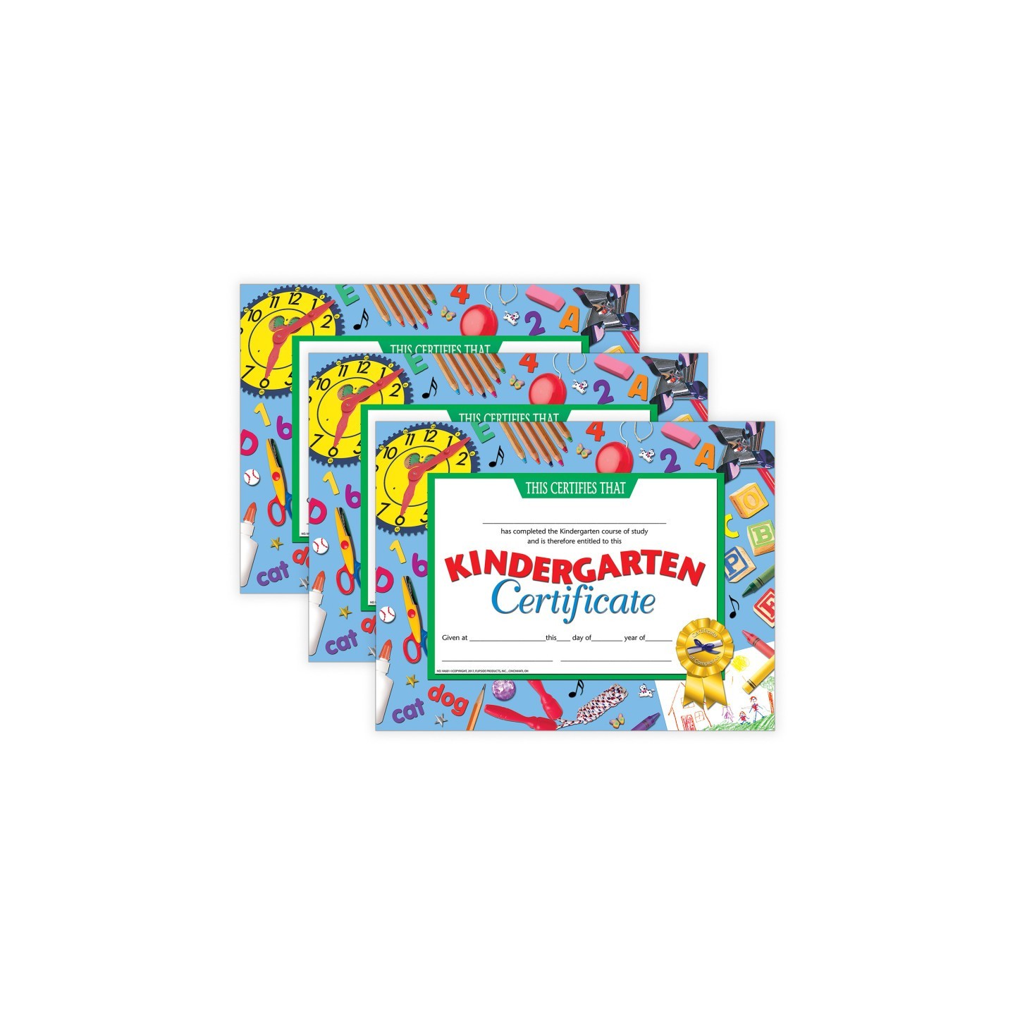 Hayes Publishing Kindergarten Certificate, 8.5" x 11", 30 Per Pack, 3 Packs