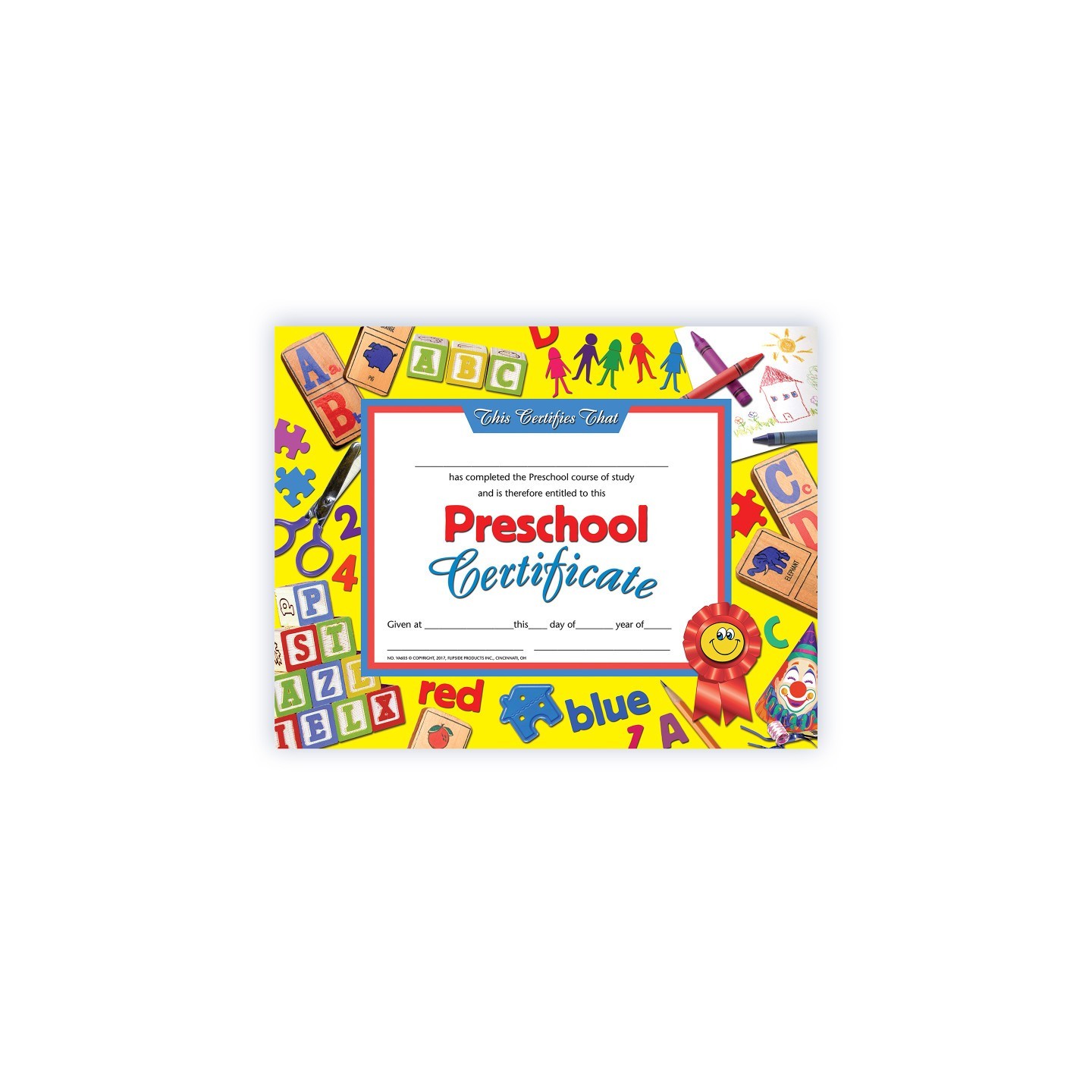 Hayes Publishing Preschool Certificate, 8.5" x 11", Pack of 30