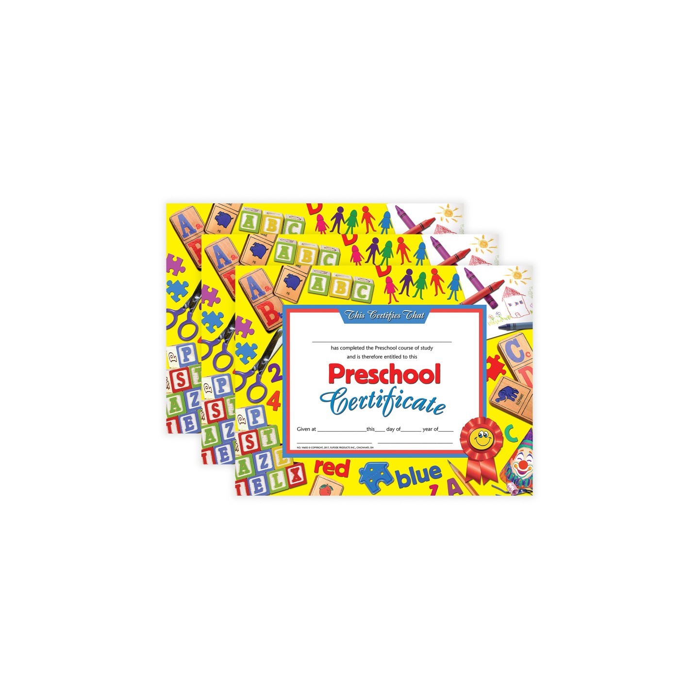 Hayes Publishing Preschool Certificate, 8.5" x 11", 30 Per Pack, 3 Packs