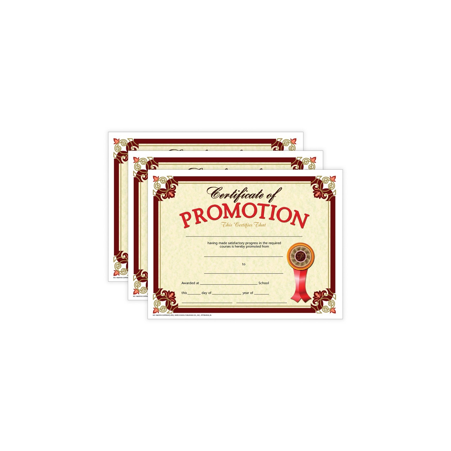 Hayes Publishing Certificate of Promotion, 8.5" x 11", 30 Per Pack, 3 Packs