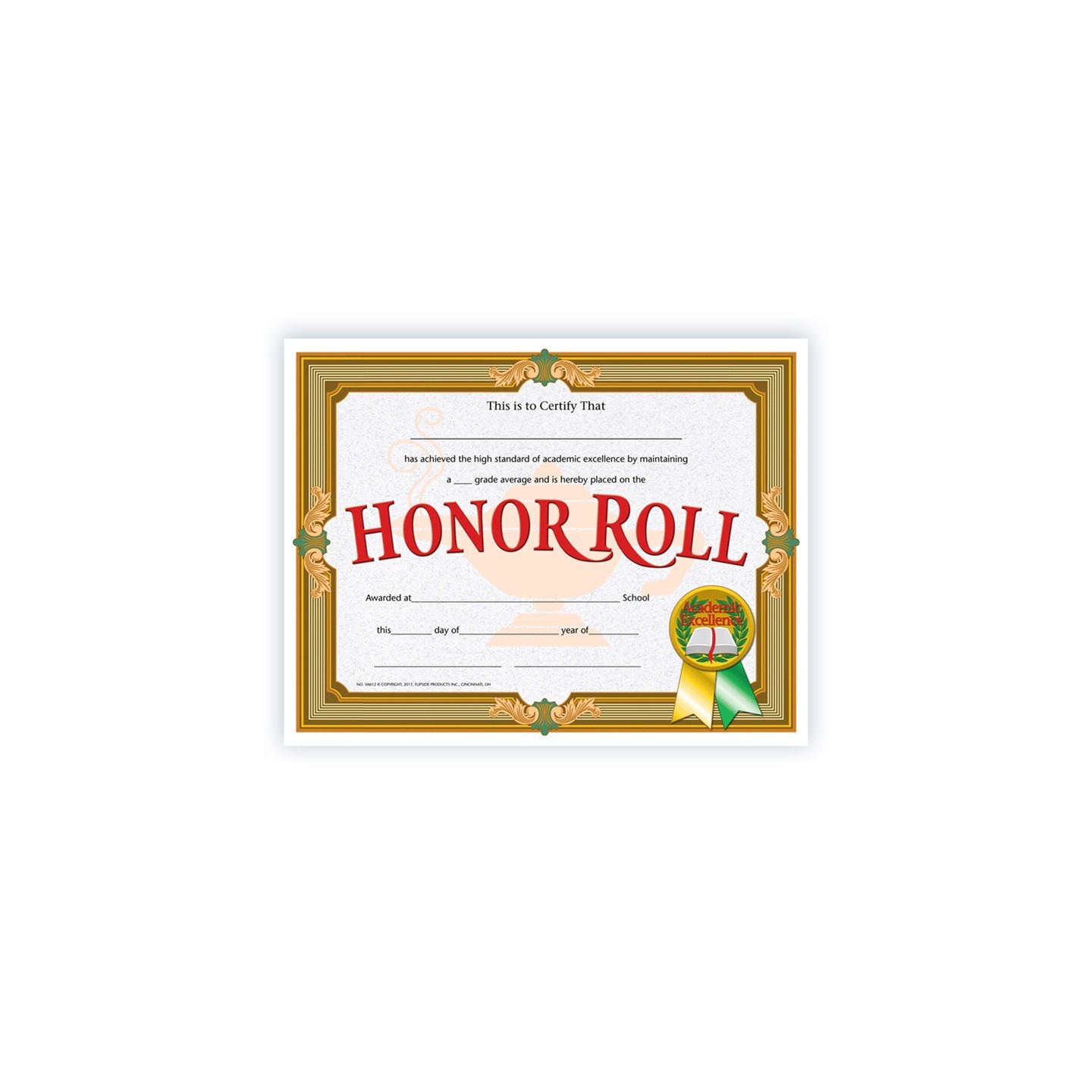 Hayes Publishing Honor Roll Certificate, 8.5" x 11", Pack of 30