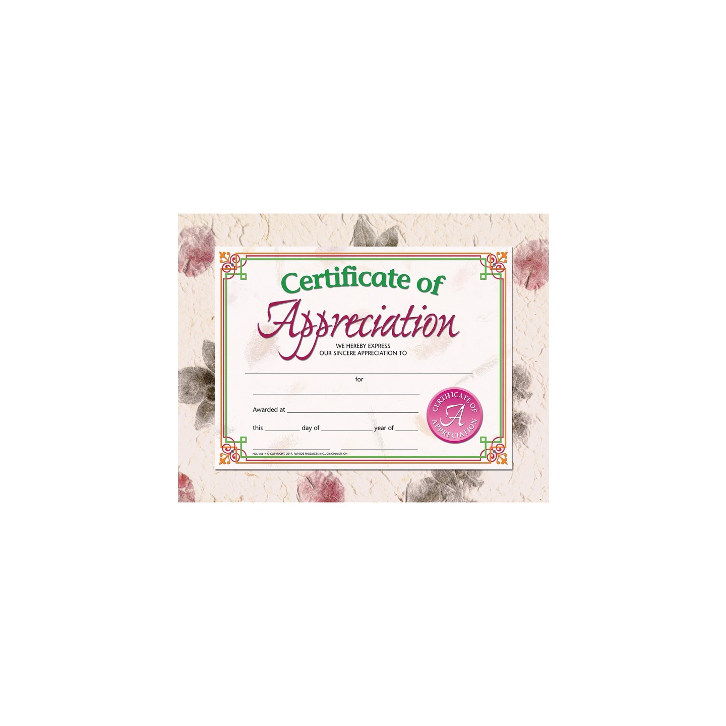 Hayes Publishing Certificate of Appreciation, 8.5" x 11", Pack of 30