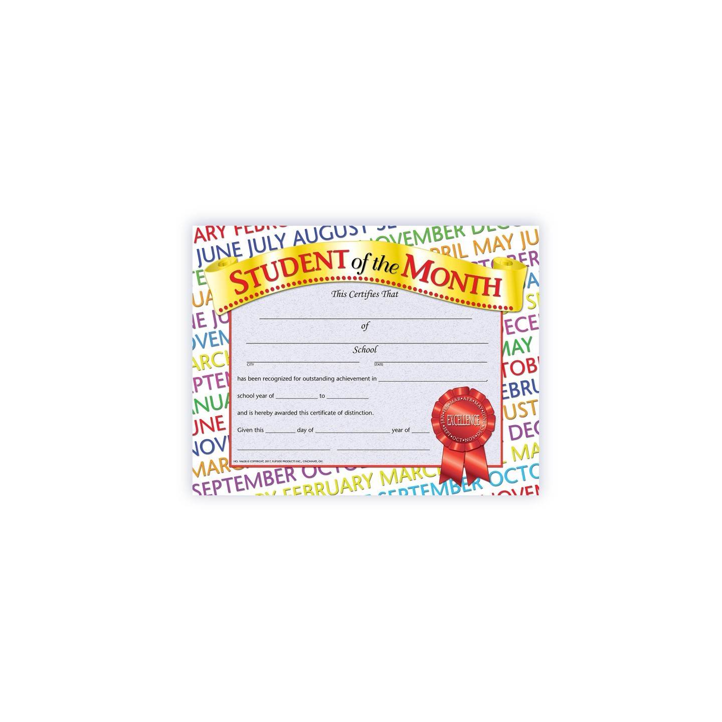 Hayes Publishing Student of the Month Award Certificate, 8.5" x 11", Pack of 30
