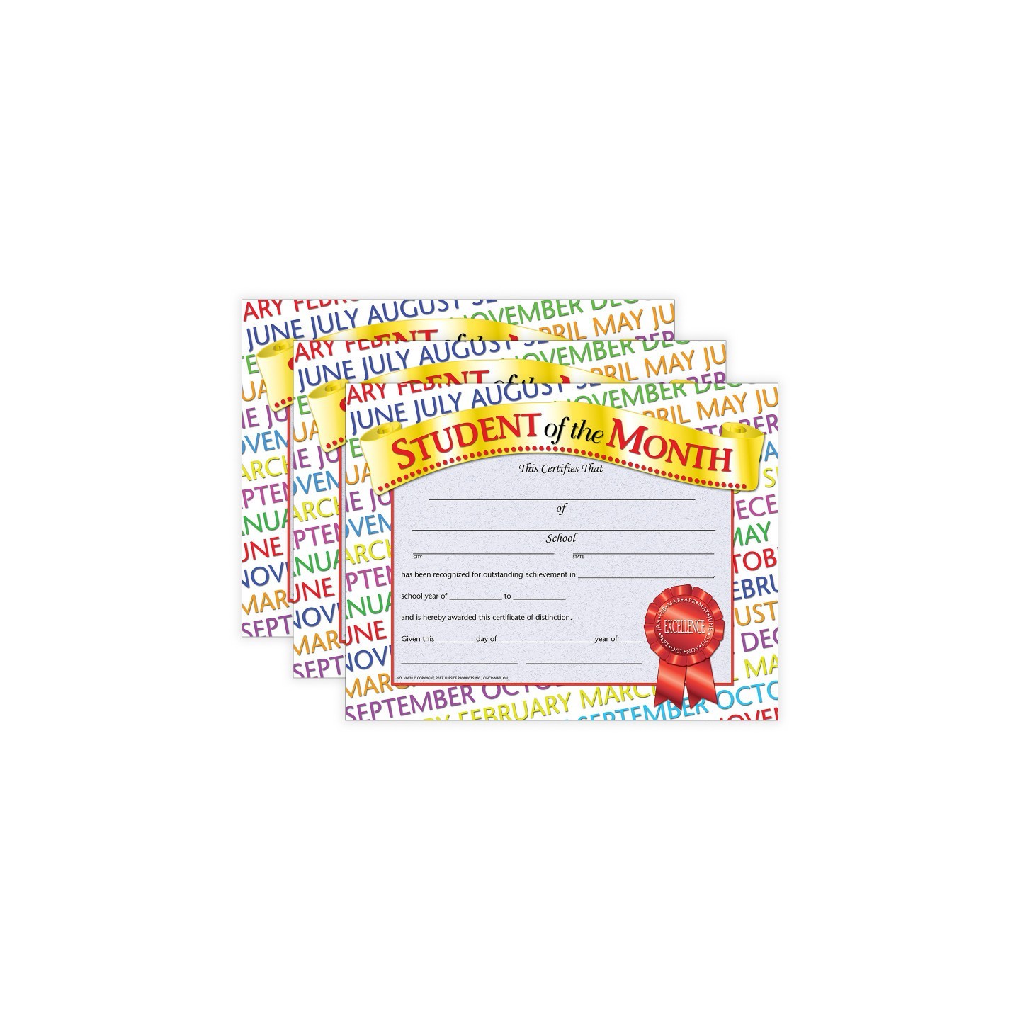 Hayes Publishing Student of the Month Certificate, 8.5" x 11", 30 Per Pack, 3 Packs