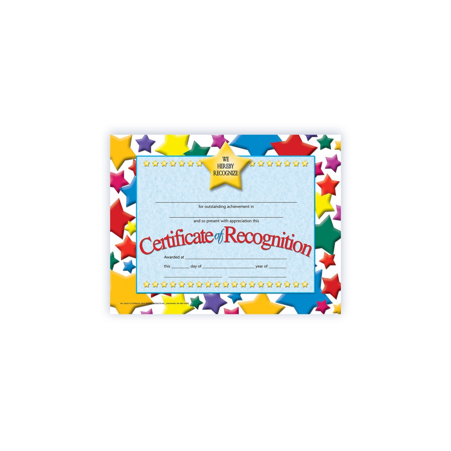 Hayes Publishing Certificate of Recognition, 8.5" x 11", Pack of 30