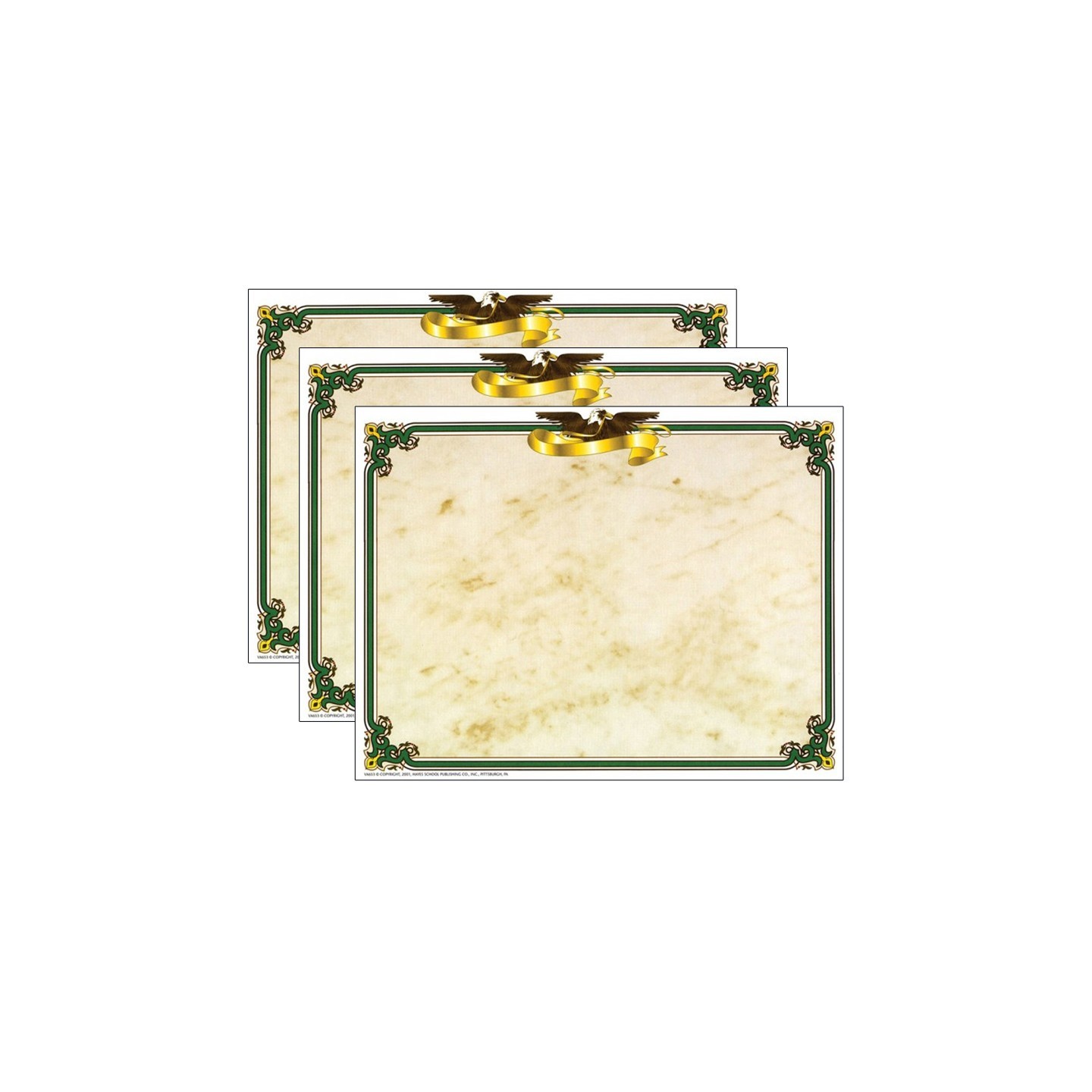 Hayes Publishing Eagle Border Certificate, 8.5" x 11", 50 Per Pack, 3 Packs
