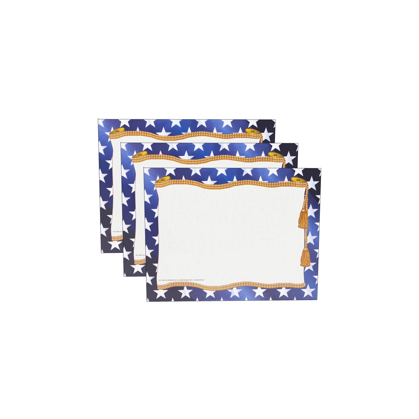 Hayes Publishing Stars Border Certificate, 8.5" x 11", 50 Per Pack, 3 Packs