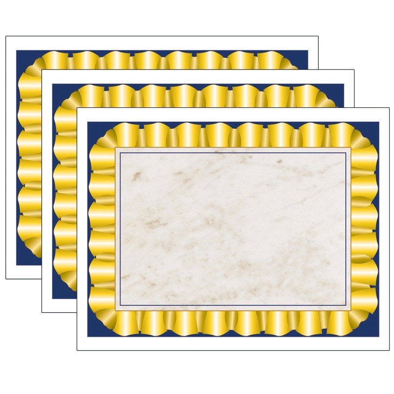 Hayes Publishing Gold Ribbon Border Paper, 8.5" x 11", 50 Per Pack, 3 Packs