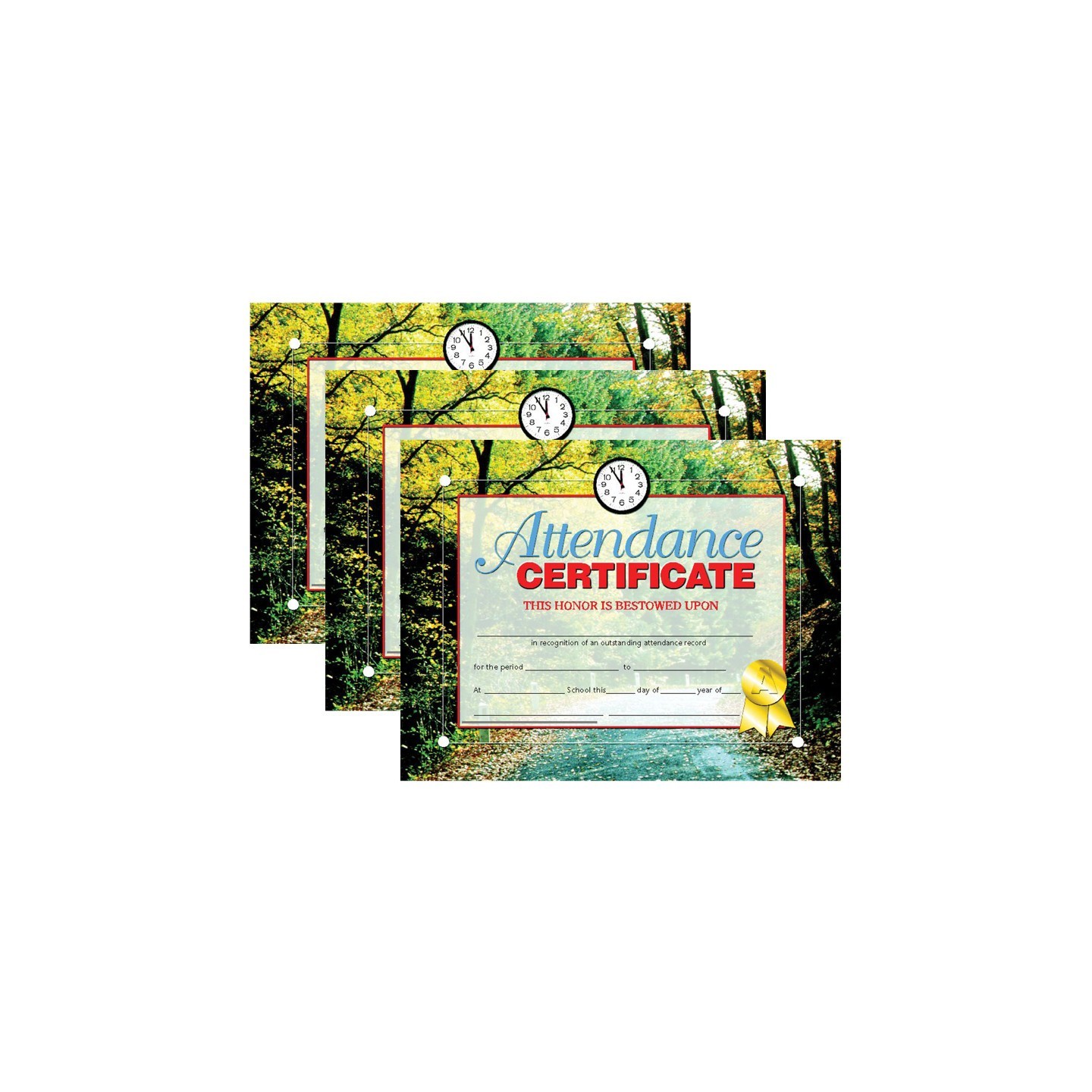 Hayes Publishing Attendance Certificate, 30 Per Pack, 3 Packs
