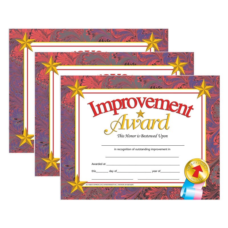 Hayes Publishing Improvement Award Certificate, 30 Per Pack, 3 Packs