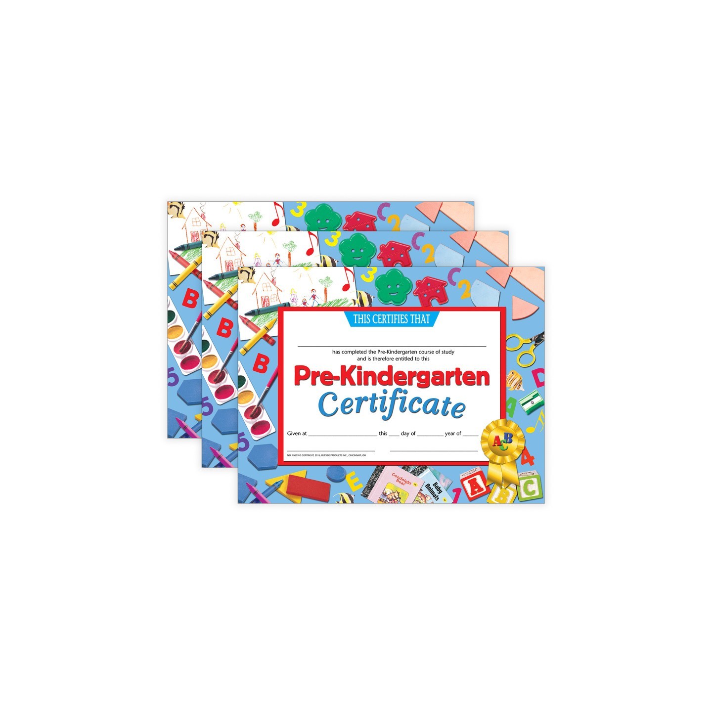 Hayes Publishing Pre-Kindergarten Certificate, 8.5" x 11", 30 Per Pack, 3 Packs