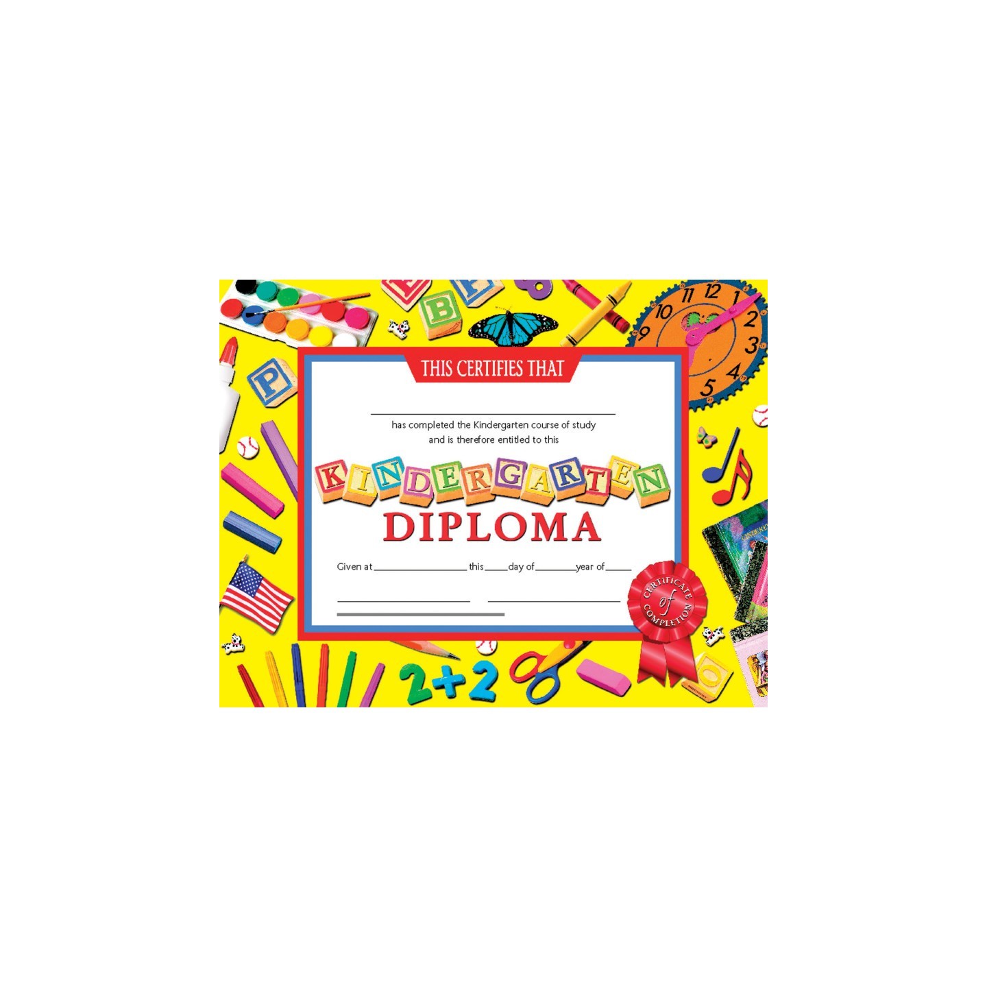 Hayes Publishing Kindergarten Diploma, 8.5" x 11", Pack of 30