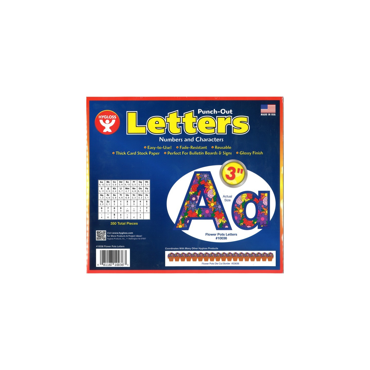 Hygloss® Flower Pots Punch-Out Letters, 350 Pieces