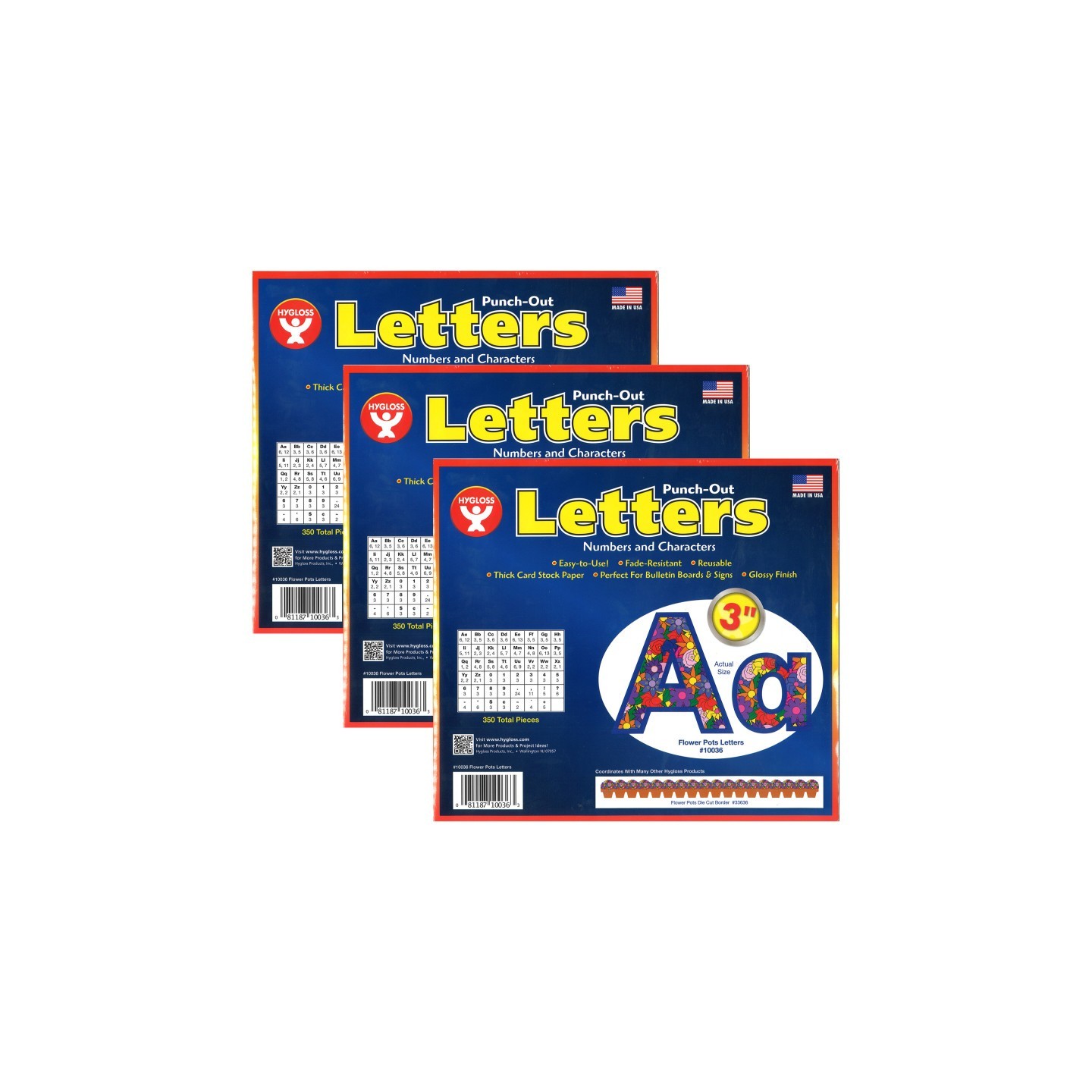 Hygloss® Flower Pots Punch-Out Letters, 350 Pieces Per Pack, 3 Packs