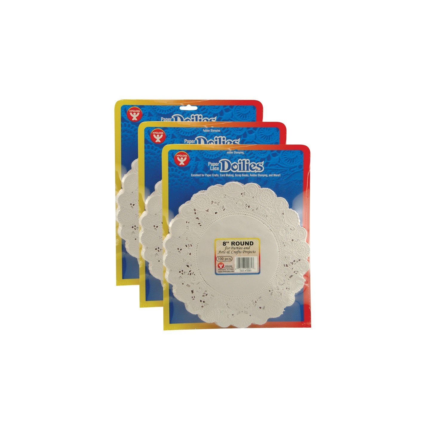 Hygloss® Round Paper Lace Doilies, White, 8", 100 Per Pack, 3 Packs