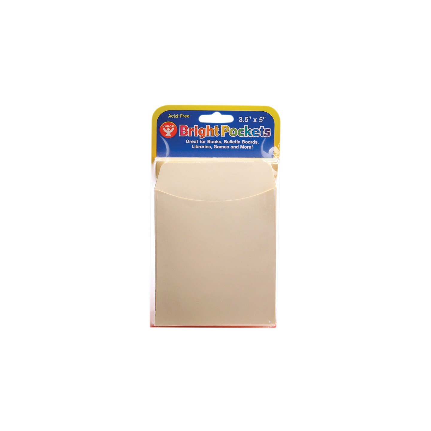 Hygloss® Non-Adhesive Library Pockets, 3.5" x 5", Manila, Pack of 40