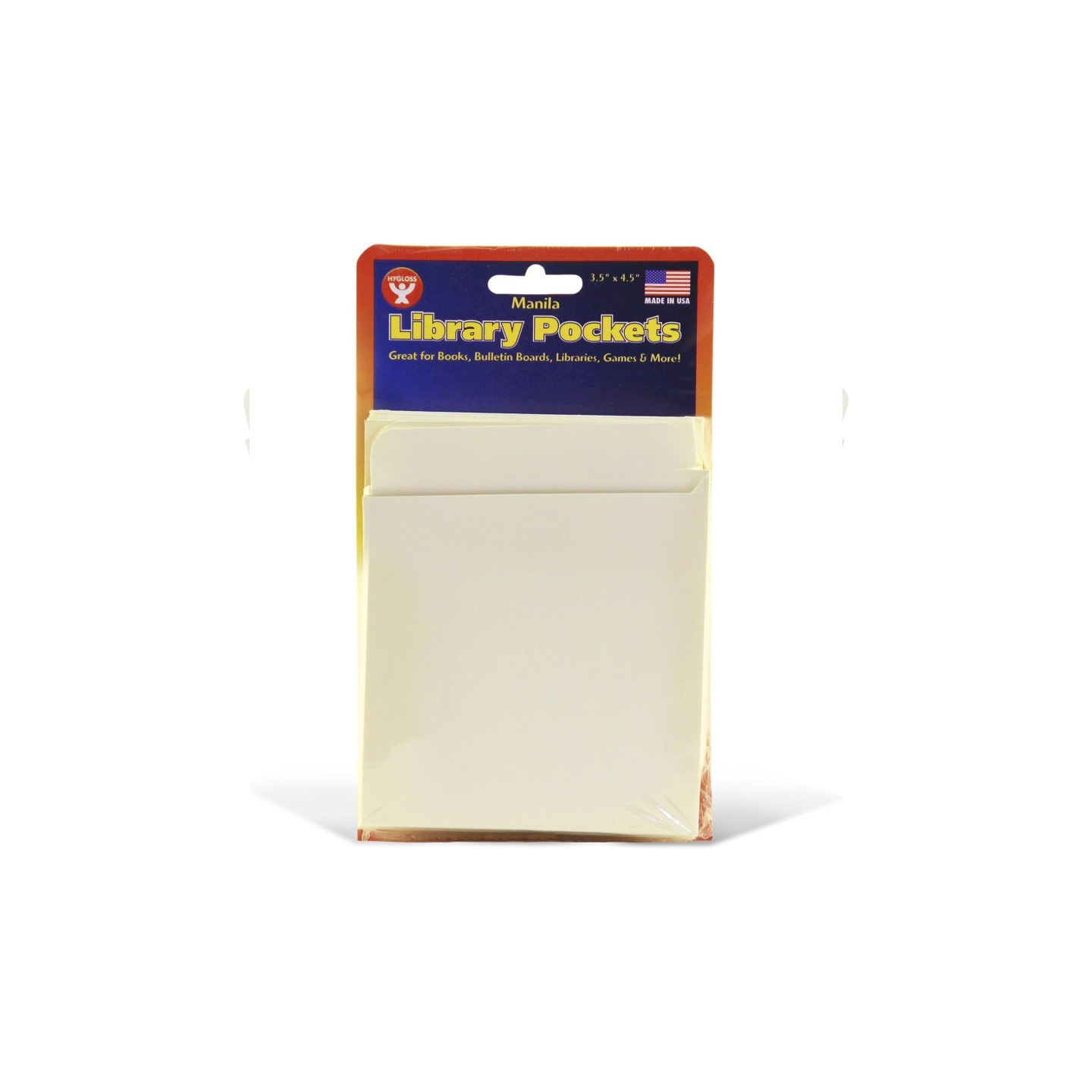 Hygloss® Library Pockets 3.5" x 4.5" Self Adhesive - Manila, Pack of 50