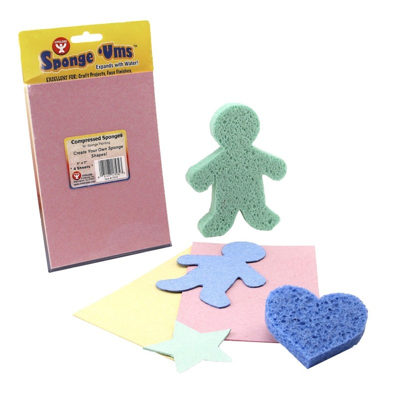 Hygloss® Compressed Sponge Sheets, 5" x 7", 4 Sheets