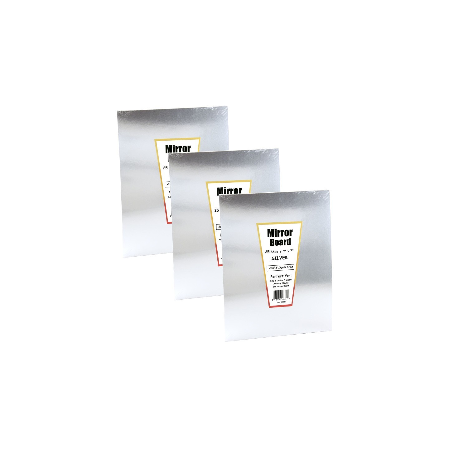 Hygloss® Silver Foil Mirror Board, 5" x 7", 25 Sheets Per Pack, 3 Packs