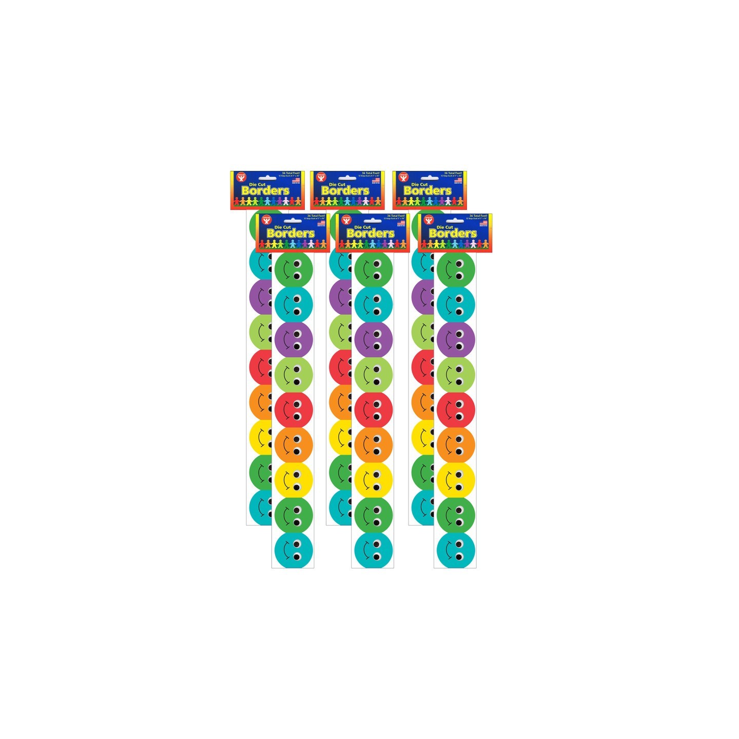 Hygloss® Smiley Face Mighty Brights™ Border, 36 Feet Per Pack, 6 Packs