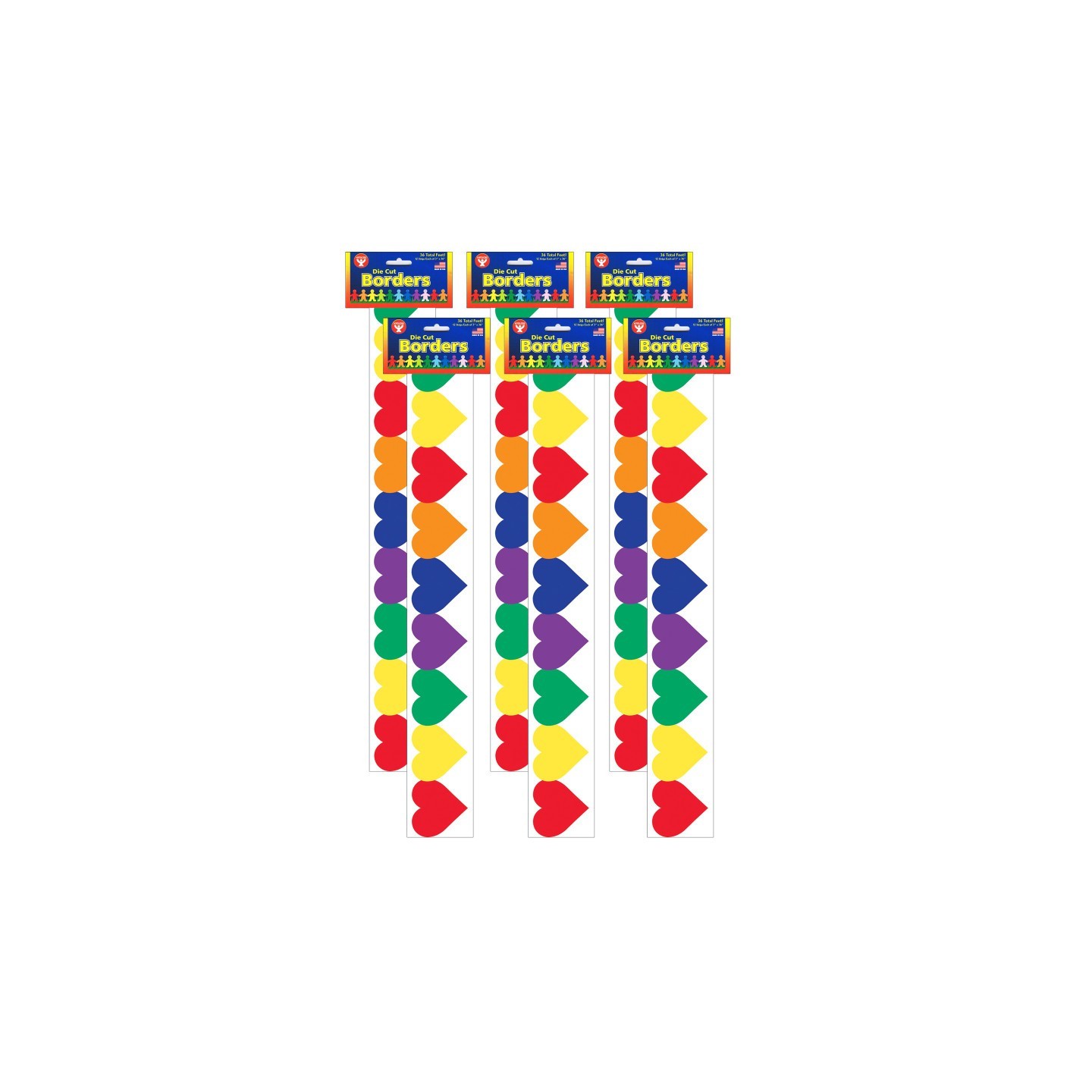 Hygloss® Multi-Color Hearts Border, 36 Feet Per Pack, 6 Packs