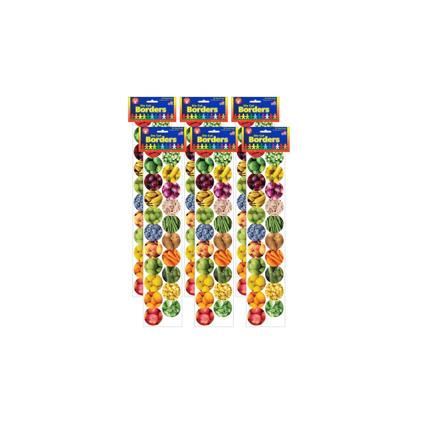 Hygloss® Fruits And Veggies Border, 36 Feet Per Pack, 6 Packs