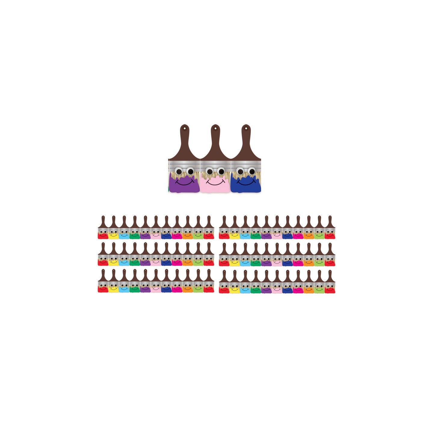Hygloss® Happy Paintbrush Die Cut Classroom Border, 36 Feet Per Pack, 6 Packs