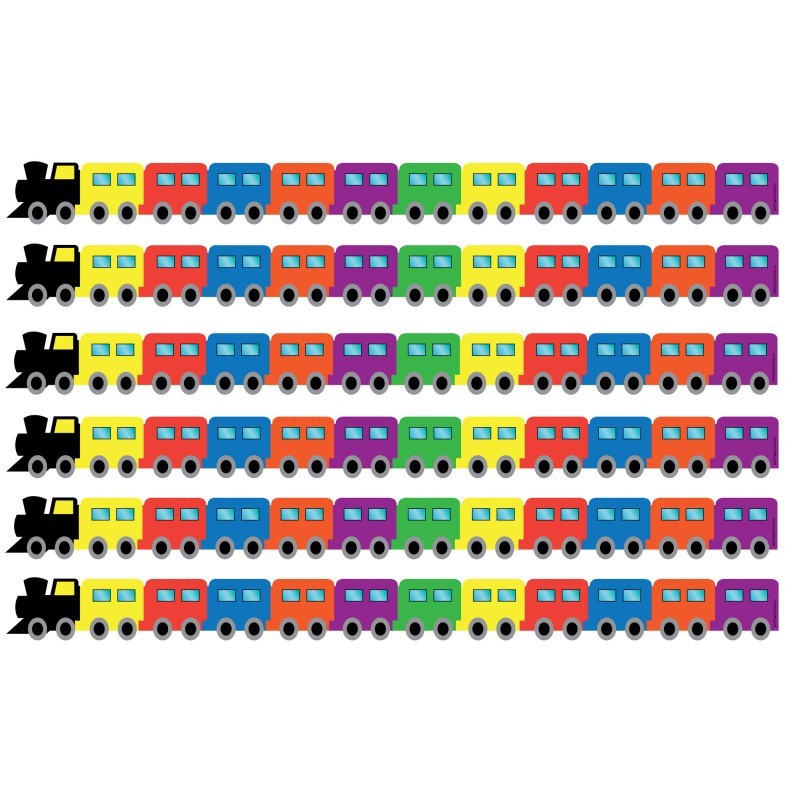 Hygloss® Train Die-Cut Border, 12 Strips/36 Feet Per Pack, 6 Packs