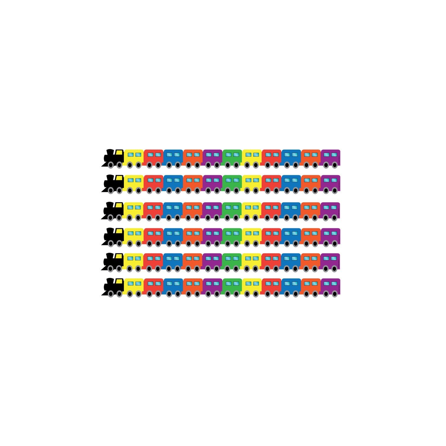 Hygloss® Train Die-Cut Border, 12 Strips/36 Feet Per Pack, 6 Packs