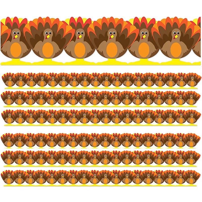 Hygloss® Turkey Die-Cut Border, 12 Strips/36 Feet Per Pack, 6 Packs