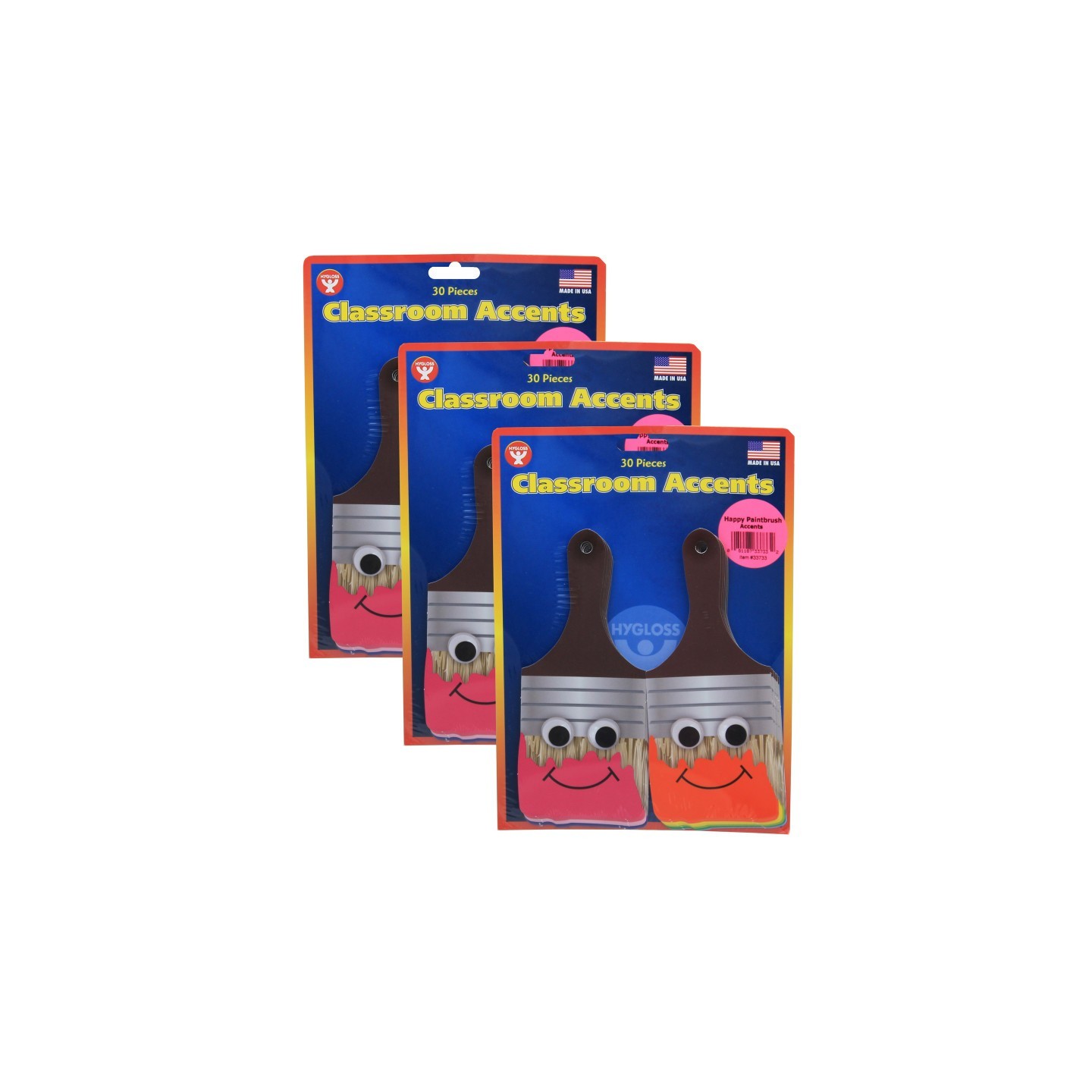 Hygloss® 7" Happy Paintbrush Accents, 30 Per Pack, 3 Packs