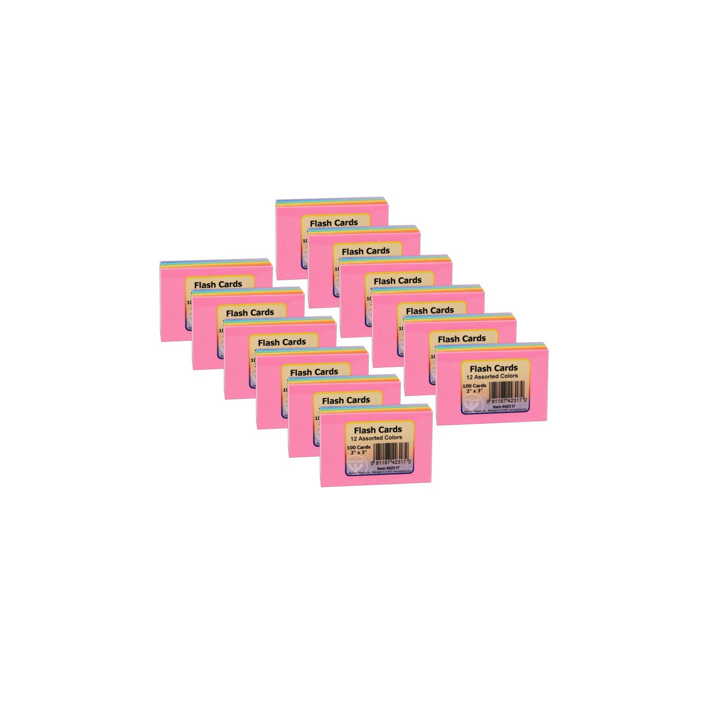 Hygloss® Bright Flash Cards, 2" x 3", 100 Per Pack, 12 Packs