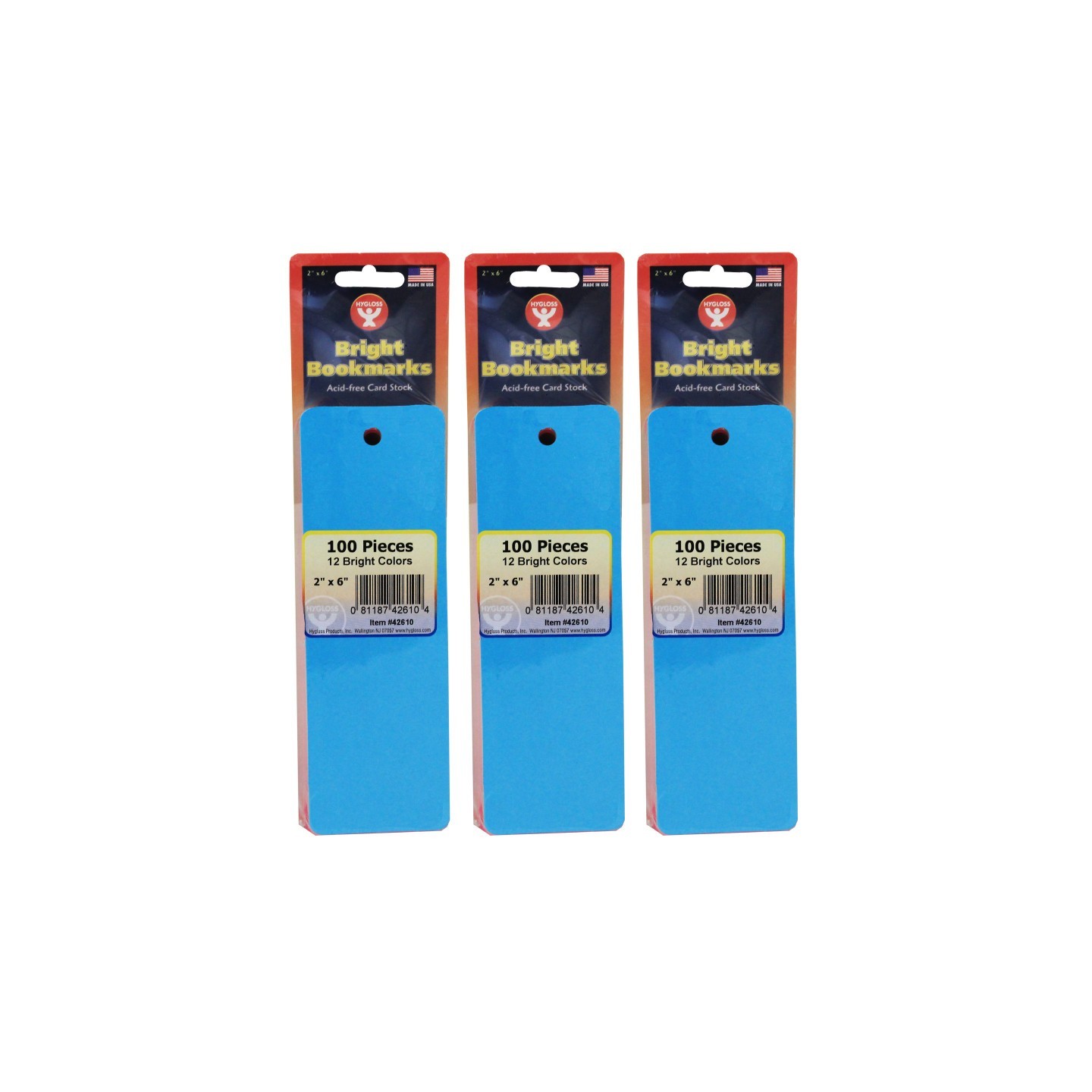Hygloss® Mighty Bright™ Bookmarks, 100 Assorted Colors Per Pack, 3 Packs