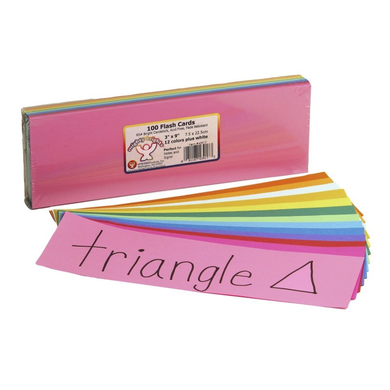 Hygloss® Bright Flash Cards, 3" x 9", Pack of 100